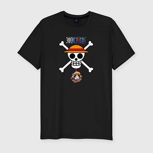 Мужская slim-футболка Веселый Роджер Луффи One Piece / Черный – фото 1