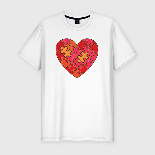 Мужская slim-футболка Аутизм Пазл из сердца / Белый – фото 1