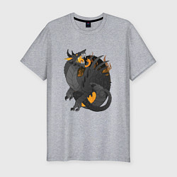 Футболка slim-fit Дракон, цвет: меланж