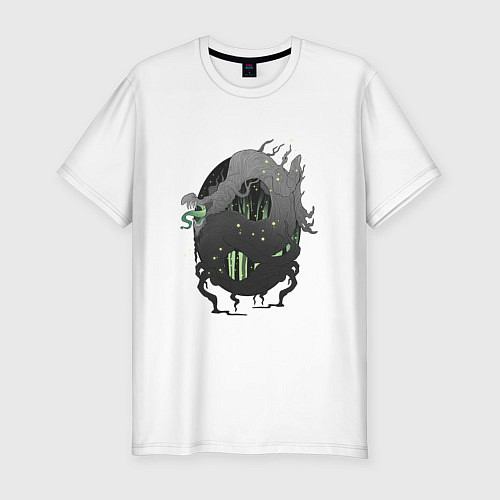 Мужская slim-футболка Болотное чудовище / Белый – фото 1