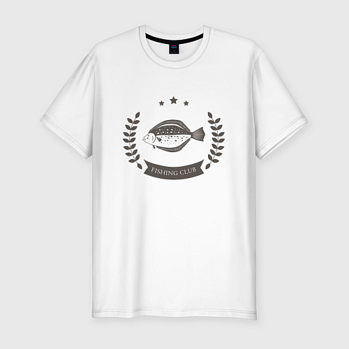 Мужская slim-футболка Клуб любителей ловить камбалу / Белый – фото 1