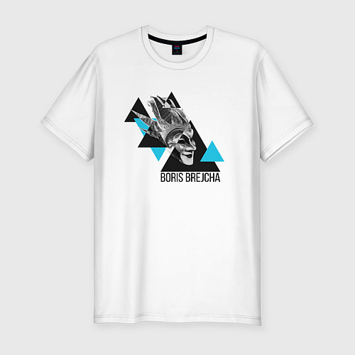 Мужская slim-футболка Boris Brejcha triangles / Белый – фото 1