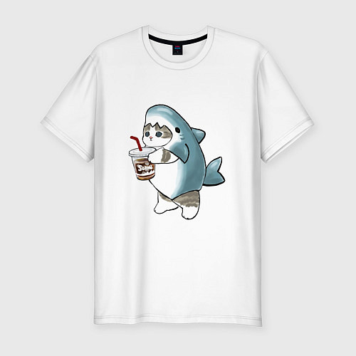 Мужская slim-футболка Котоакула / Белый – фото 1