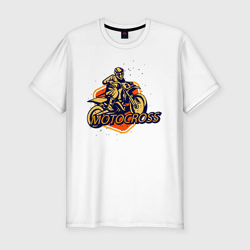 Мужская slim-футболка Motocross is here / Белый – фото 1