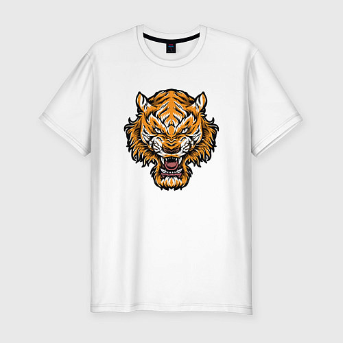 Мужская slim-футболка Cool Tiger / Белый – фото 1