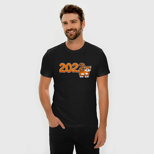 Мужская slim-футболка 2022 - Год Тигра / Черный – фото 3