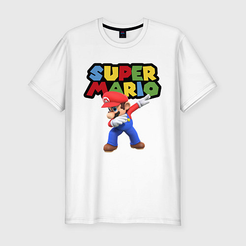 Мужская slim-футболка Super Mario Dab / Белый – фото 1