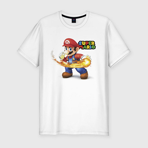 Мужская slim-футболка Марио очень крутой! / Белый – фото 1