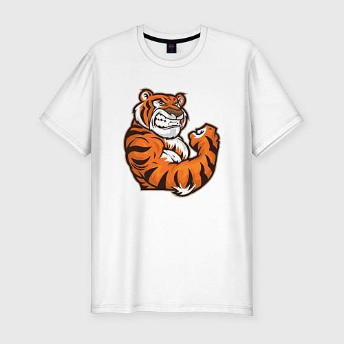Мужская slim-футболка Сила Тигра / Белый – фото 1
