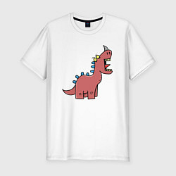 Мужская slim-футболка Кричащий динозавр