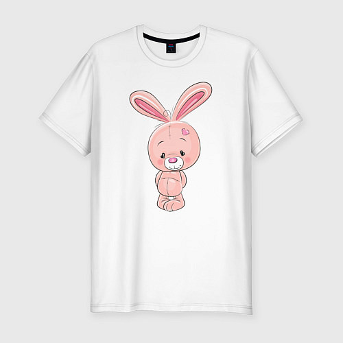 Мужская slim-футболка Розовый зайка / Белый – фото 1