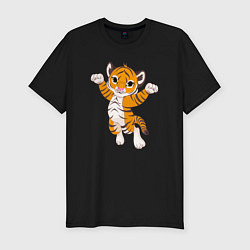 Мужская slim-футболка Милый тигренок