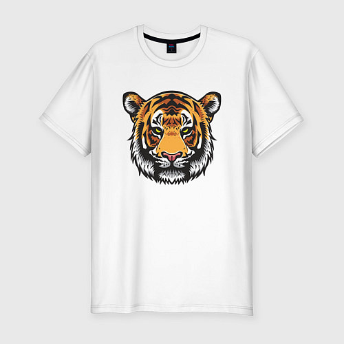 Мужская slim-футболка Стиль Тигра / Белый – фото 1