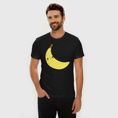 Мужская slim-футболка Веселый банан / Черный – фото 3