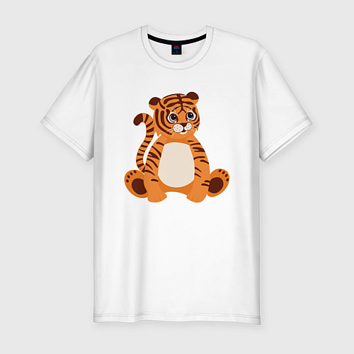 Мужская slim-футболка Fat Tiger / Белый – фото 1