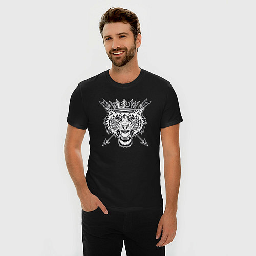 Мужская slim-футболка Королевский Тигр / Черный – фото 3