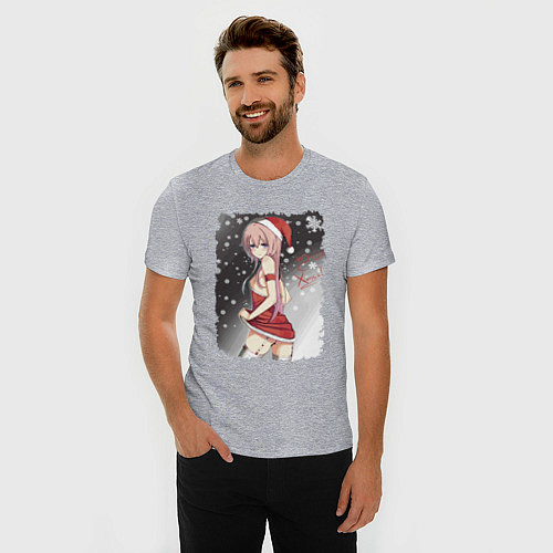 Мужская slim-футболка Обворожительная снегурочка / Меланж – фото 3