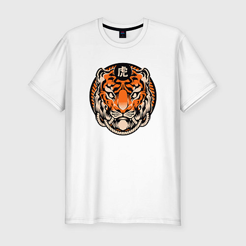 Мужская slim-футболка Amazing Tiger / Белый – фото 1