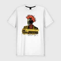 Мужская slim-футболка Скелет панк