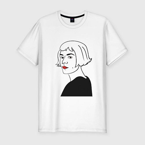 Мужская slim-футболка Амели в чёрной кофте / Белый – фото 1