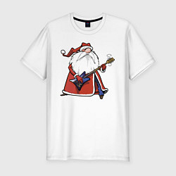 Футболка slim-fit Дед Мороз гитарист, цвет: белый