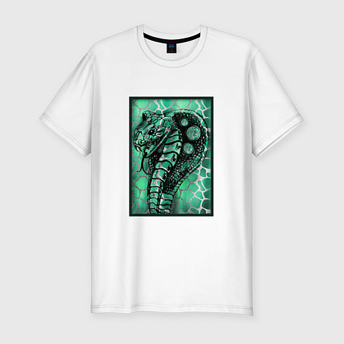 Мужская slim-футболка Кобра Змеиный стиль 2 / Белый – фото 1