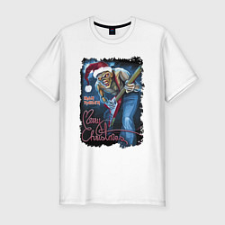 Футболка slim-fit Iron Maiden, Merry Christmas, цвет: белый