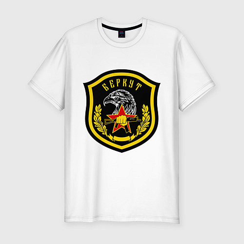Мужская slim-футболка Беркут: нашивка / Белый – фото 1