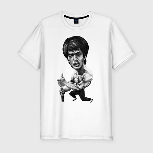 Мужская slim-футболка Bruce Lee / Белый – фото 1