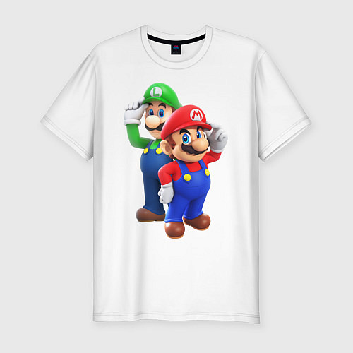 Мужская slim-футболка Mario Bros / Белый – фото 1