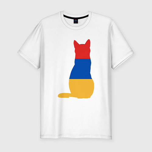 Мужская slim-футболка Армянский Кот / Белый – фото 1