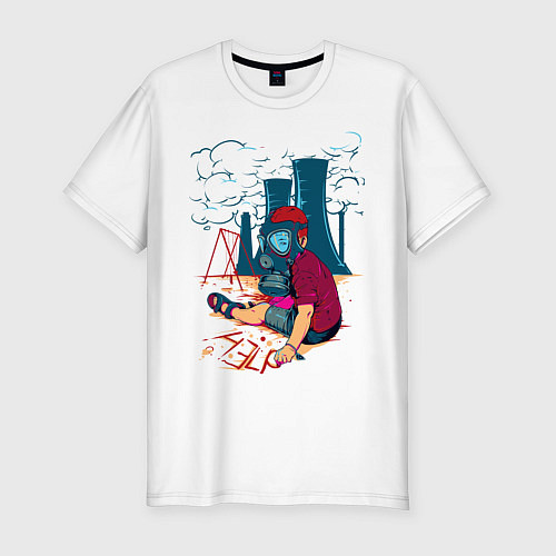 Мужская slim-футболка Загрязнение воздуха / Белый – фото 1