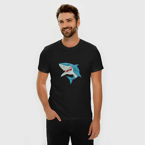 Мужская slim-футболка Акула-молот / Черный – фото 3
