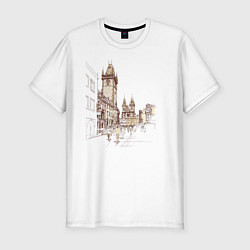 Мужская slim-футболка Город Прага