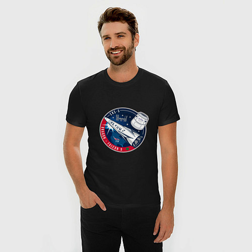 Мужская slim-футболка SPACE X CRS-5 / Черный – фото 3