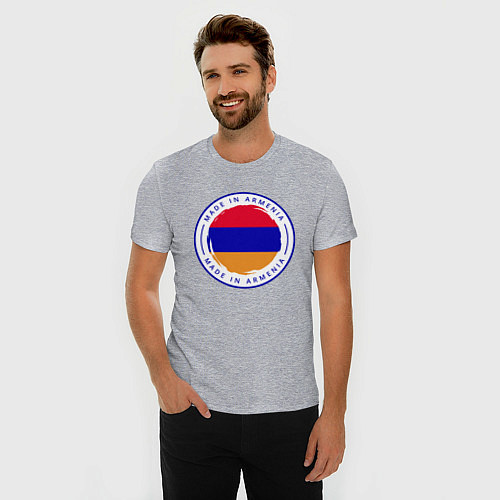 Мужская slim-футболка Сделано в Армении / Меланж – фото 3