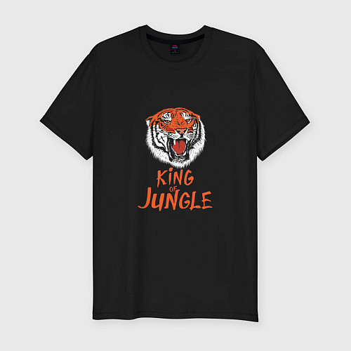 Мужская slim-футболка Царь - Тигр / Черный – фото 1