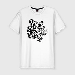Мужская slim-футболка Голова тигра тату