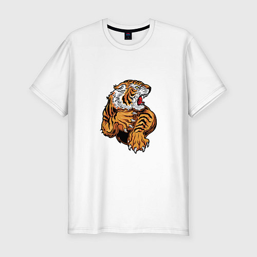 Мужская slim-футболка Boom Tiger / Белый – фото 1