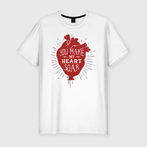 Мужская slim-футболка Сердце воздушный шар / Белый – фото 1
