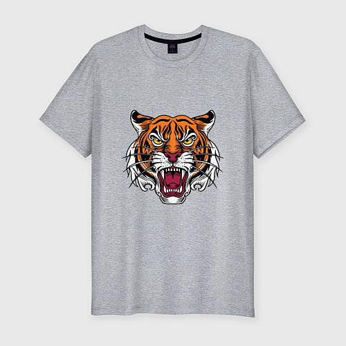 Мужская slim-футболка Style - Tiger / Меланж – фото 1