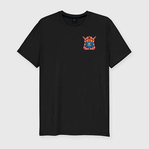 Мужская slim-футболка Волжское казачье войско с эмблемой / Черный – фото 1