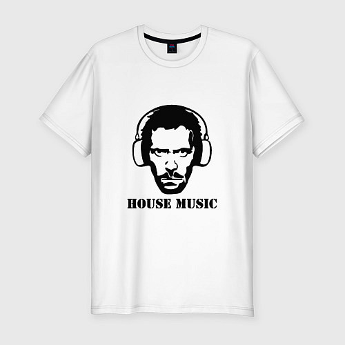 Мужская slim-футболка Dr House music / Белый – фото 1