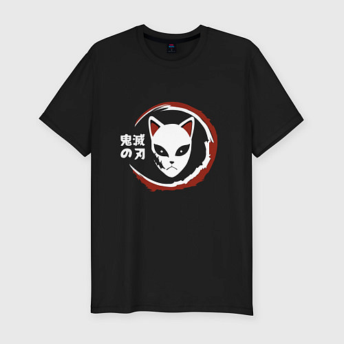 Мужская slim-футболка Клинок, рассекающий демонов, знак / Черный – фото 1