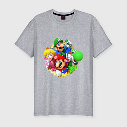 Мужская slim-футболка Mario wii
