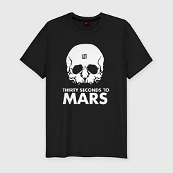 Мужская slim-футболка 30 Seconds to Mars белый череп