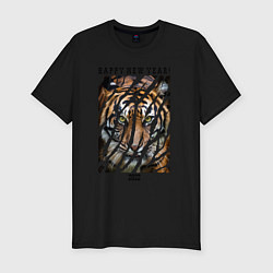 Мужская slim-футболка Happy New Year Tiger