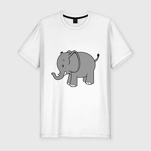 Мужская slim-футболка Слоник малыш / Белый – фото 1