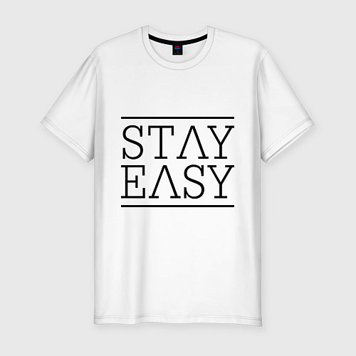 Мужская slim-футболка Stay easy / Белый – фото 1