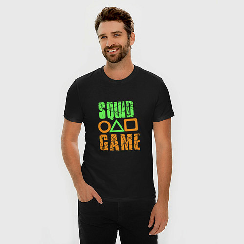 Мужская slim-футболка Game - Кальмар / Черный – фото 3